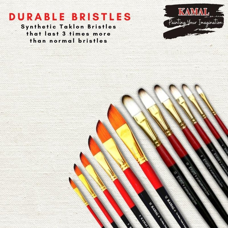 Kamal Combo of Filbert White Brown and Dagger Paint Brush Set of 6 for Oil, Nail, Artist Acrylic Painting with Cotton Canvas Board 16 X 12 Inch - Image 4