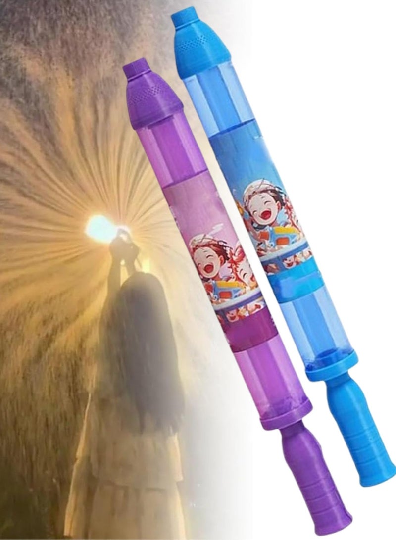 VUCATIN 2PCS Water Fireworks Toys Firework Water Gun Toy Splash Spray Squirt Water Toy Gun Outdoor Water Spray Sprinkler Push Water Gun Water Play Sprinkler Outdoor Activities Pool Game (Purple Blue) - Image 5