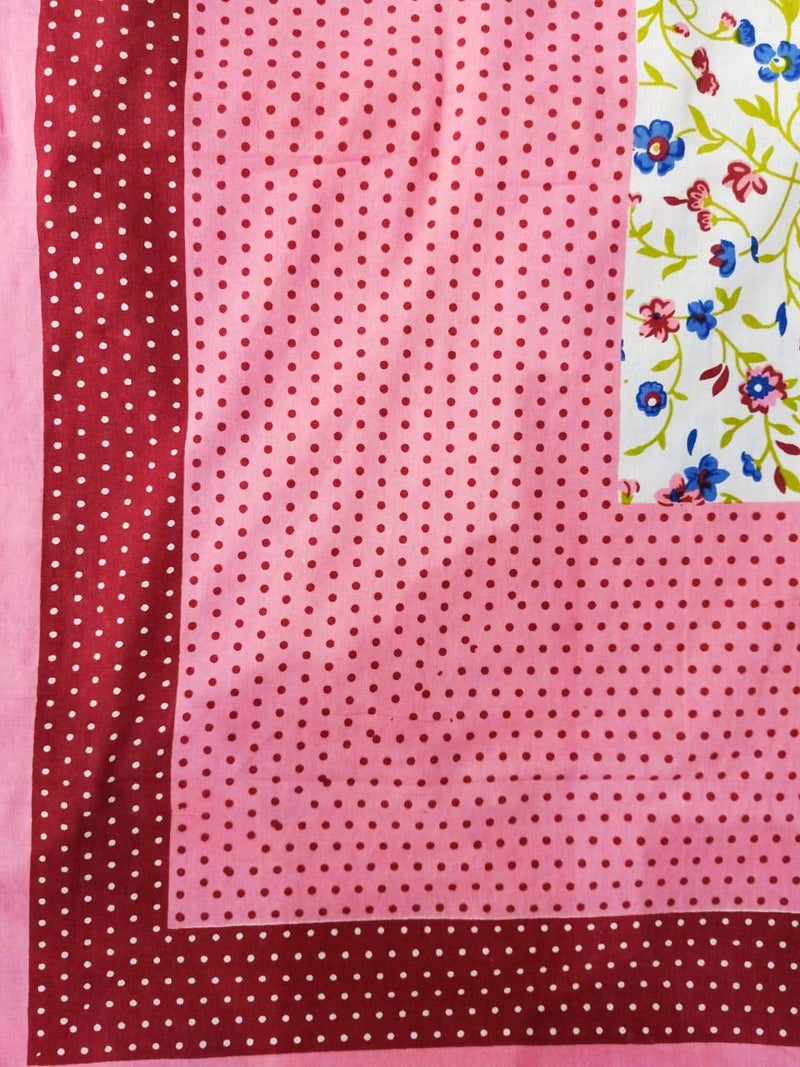 ART WORLD King Size Double Bed Sheet with Pillow Covers Pure Cotton Rajasthani Jaipuri Traditional Printed Bedcover (Pink, King) - Image 3