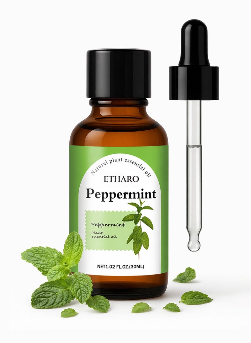 ETHARO Peppermint Essential Oil 30ml – Naturally Distilled Aromatic Oil with a Fresh, Cooling Mint Aroma for a Clean & Refreshing Ambience - Image 1