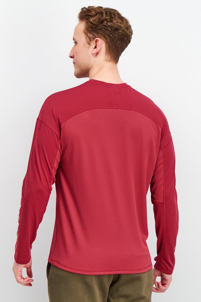 Reebok Men Sportswear Fit Long Sleeve Training Tops, Burgundy - Image 2