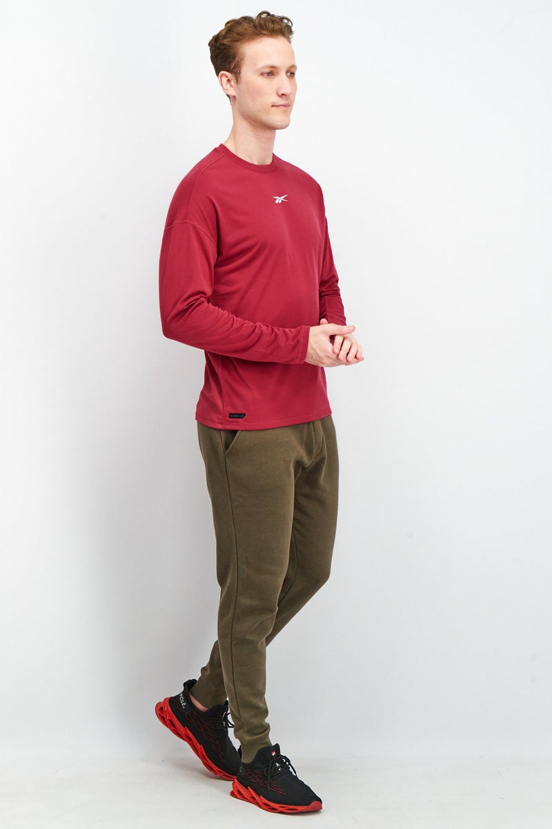 Reebok Men Sportswear Fit Long Sleeve Training Tops, Burgundy - Image 4