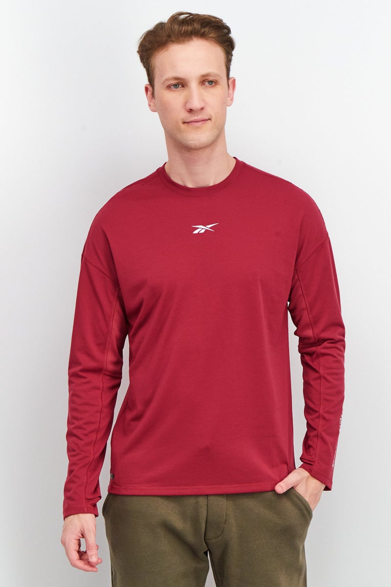 Reebok Men Sportswear Fit Long Sleeve Training Tops, Burgundy - Image 1