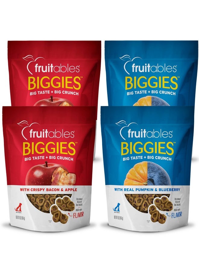 Fruitables - Fruitables Biggies Dog Biscuits - Crunchy Pumpkin Dog Treats - Healthy Dog Treats Training - Free of Wheat, Corn and Soy - 16 oz (Variety Pack of 4) - Image 1