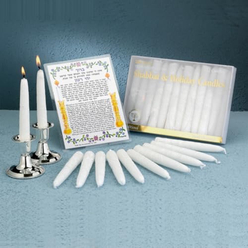 Rite Lite Shabbat Candles - 12 Pieces - Packaged in a Beautiful Box with an Artistic card (White) - Image 4