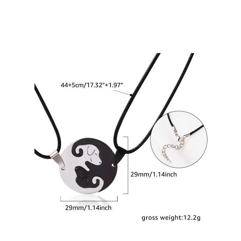 Zikra Dog Yin Yang Necklaces for Women Men Girls, Stainless Steel Matching Couples Puzzle Pet Dog BFF Necklaces for 2, Funny Dog Lovers Gifts - Image 2