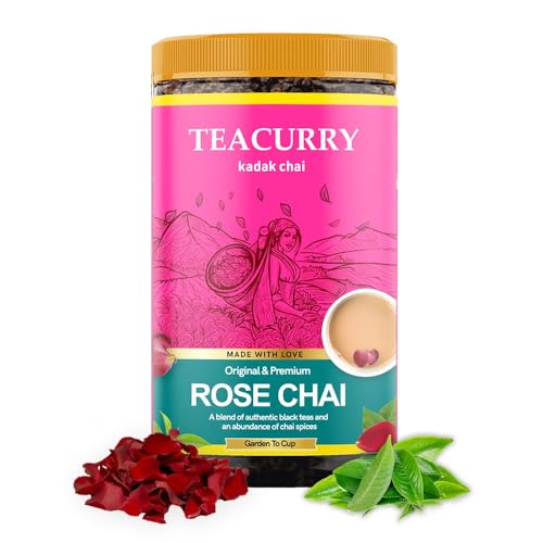 TEACURRY Rose Chai (100 Grams, 50 Cups) - Rose Chai for Immunity and Skin Glow - 100% Natural Flavoured Tea with Real Rose | Refreshing & Tasteful Flavor Chai Tea - Image 1