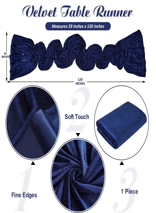 SoarDream Navy Blue Velvet Table Runner: 29x120 Inches Table Runners - 10ft Long Stretch Velvet Fabric for Reception Table Decorations - Image 3