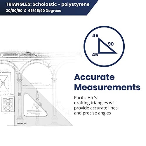 Pacific Arc's Scholastic Triangle - 10 inch - Clear - 45/90 Angle - Plain Edge - Polystyrene - Technical Drawing Tools, Drafting, Architect and Engineering. - Image 2