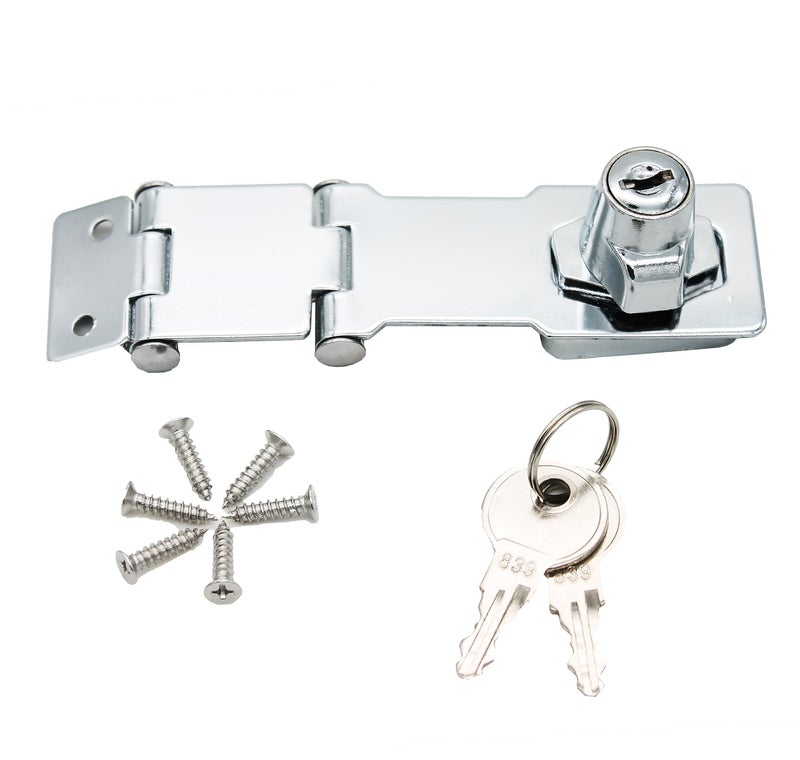 dingchi Double Hinge Safety Hasp Locks in Zinc Plated, Hardened Steel Concealed Hinge Pin Hasp Keyed Lock Door Gate Bolt Latches - Image 2