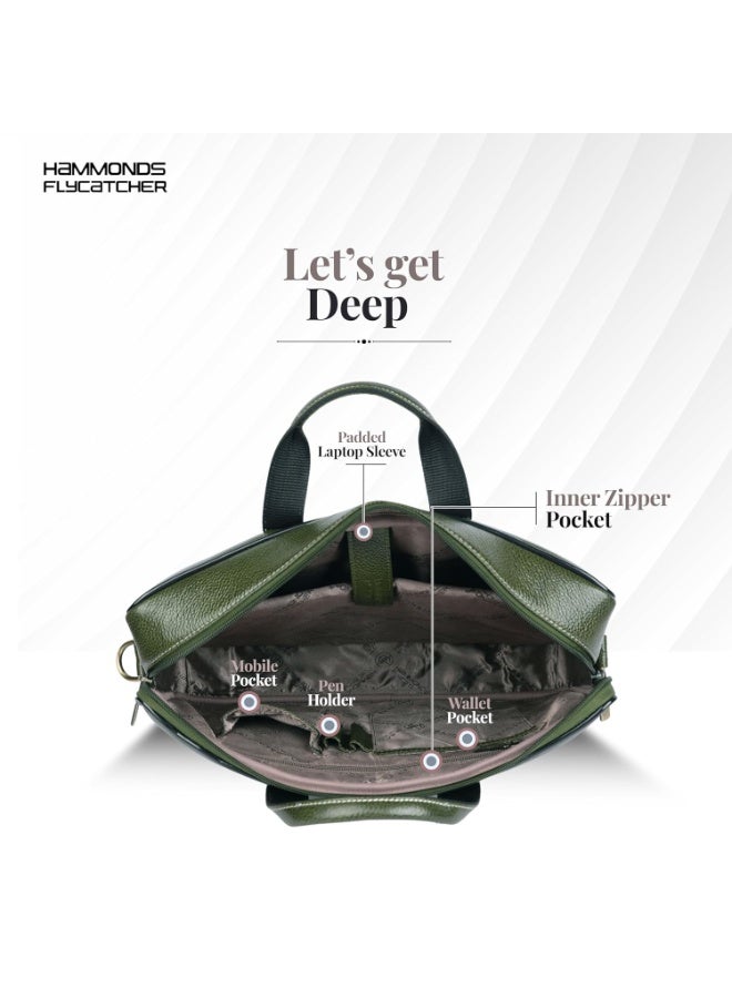HAMMONDS FLYCATCHER Leather Office Bag for Men - 15.6 Inch Laptop Bag for Men, Professional Leather Bag for Men - Adjustable Straps and Multiple Compartments - Image 4