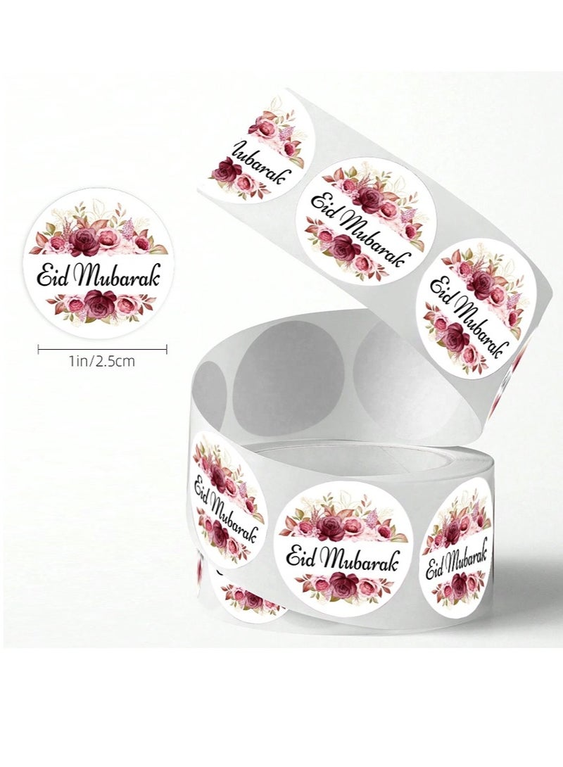 OASIS-TH 500Pcs Ramadan Kareem Adhensive Stickers Eid Mubarak Perforated Roll Sticker Gift Tag  - Image 2