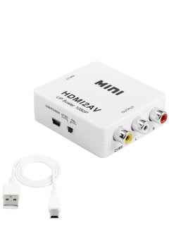 HDMI to AV Converter, HDMI to RCA Adapter, 1080p HDMI to AV 3RCA CVBs Composite Video Audio Converter white colorAdapter