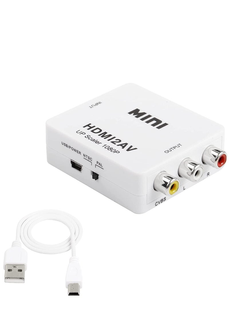 YUNSYE - HDMI to AV Converter, HDMI to RCA Adapter, 1080p HDMI to AV 3RCA CVBs Composite Video Audio Converter white colorAdapter - Image 1