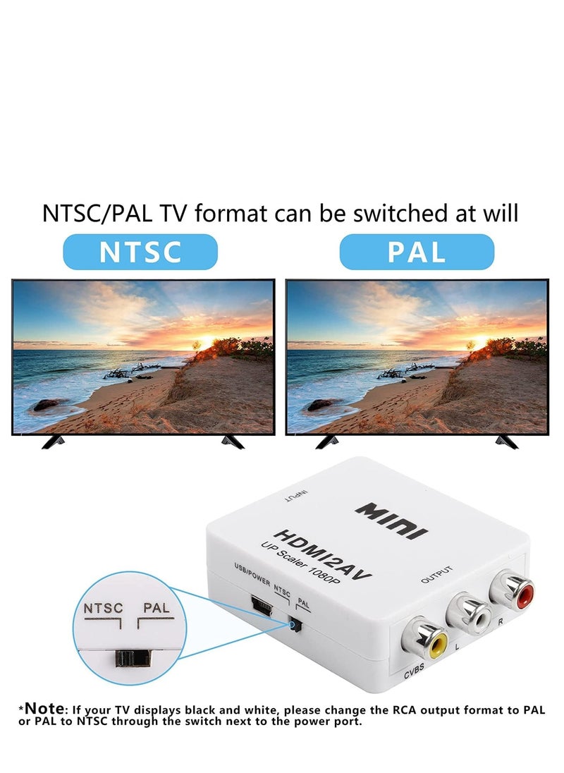 YUNSYE - HDMI to AV Converter, HDMI to RCA Adapter, 1080p HDMI to AV 3RCA CVBs Composite Video Audio Converter white colorAdapter - Image 1