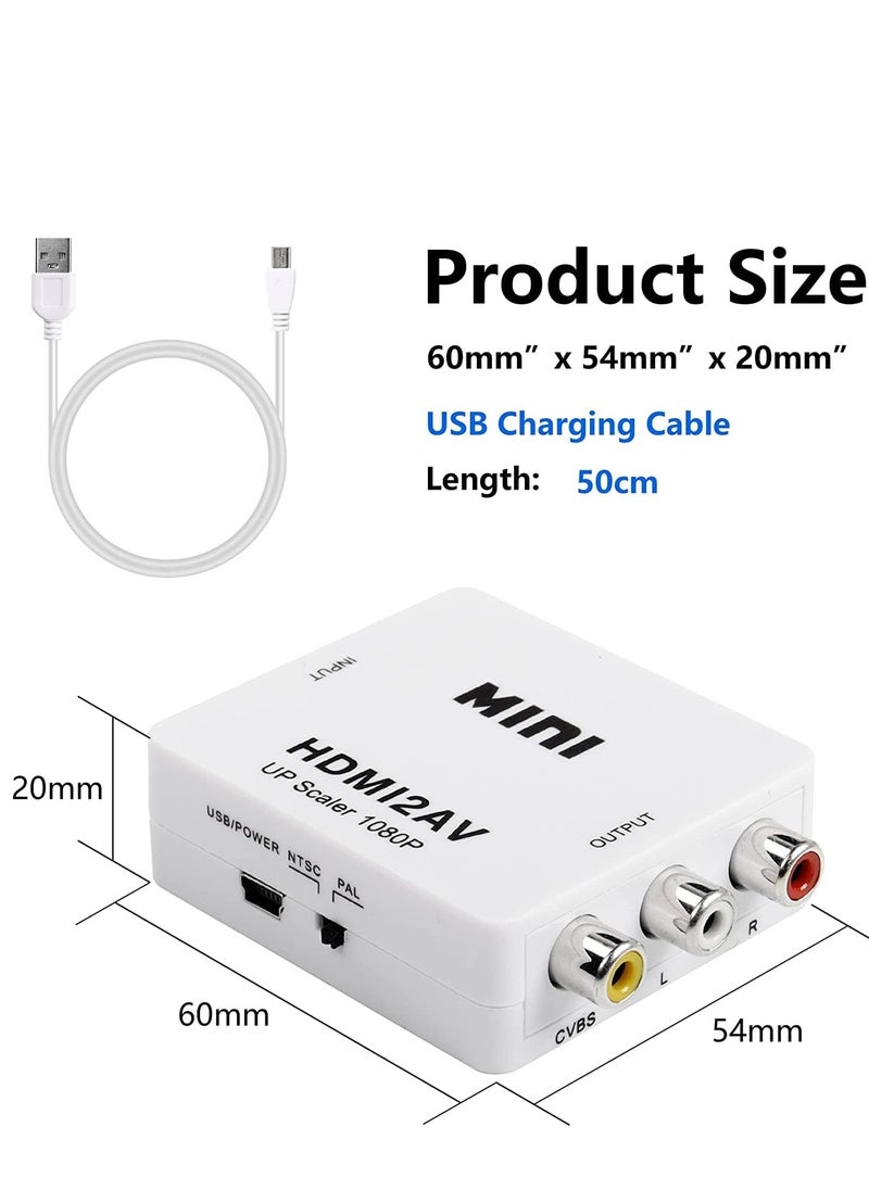 YUNSYE - HDMI to AV Converter, HDMI to RCA Adapter, 1080p HDMI to AV 3RCA CVBs Composite Video Audio Converter white colorAdapter - Image 1