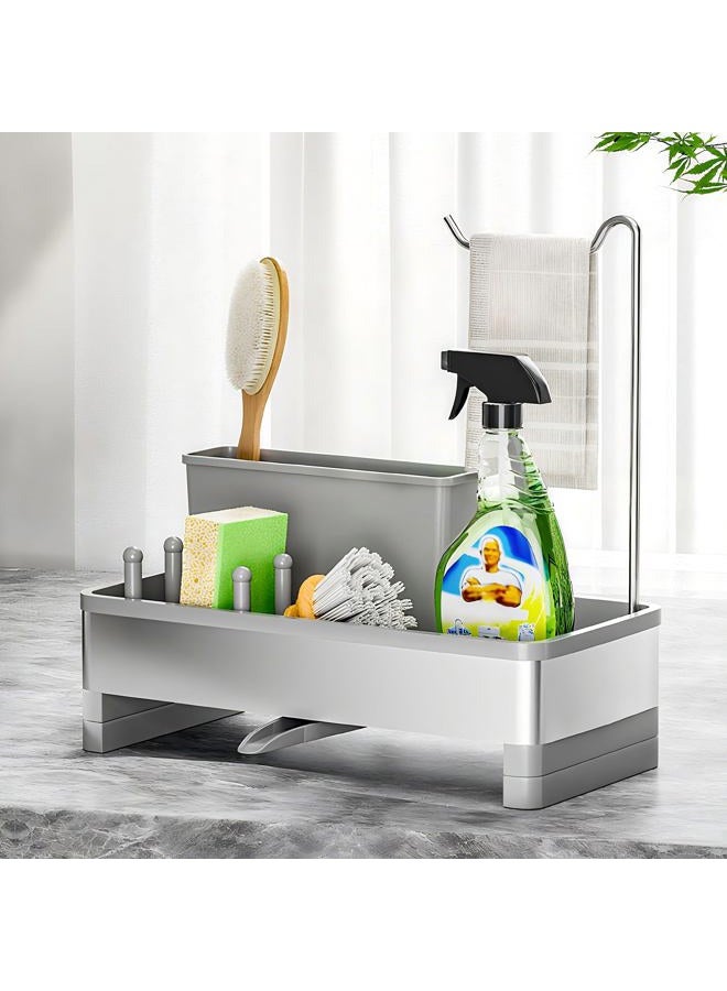 Ewaiira Toothbrush Holders for Bathrooms, Stainless Steel Tooth Brushing Holder Electric Toothbrush and Toothpaste Organizer Bathroom Accessories for Countertop, Shower, Sink - Gray - Image 1