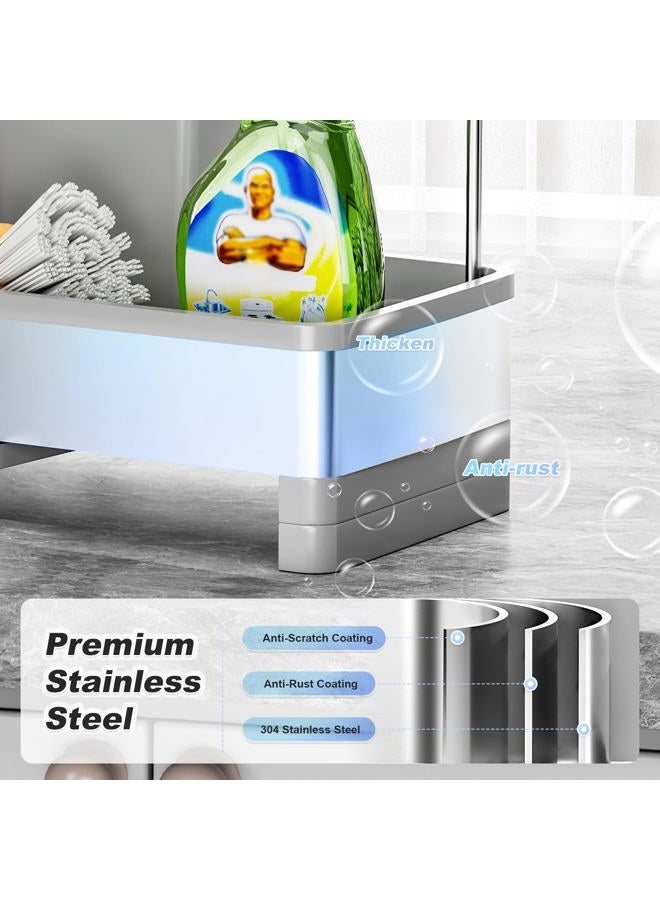 Ewaiira Toothbrush Holders for Bathrooms, Stainless Steel Tooth Brushing Holder Electric Toothbrush and Toothpaste Organizer Bathroom Accessories for Countertop, Shower, Sink - Gray - Image 2