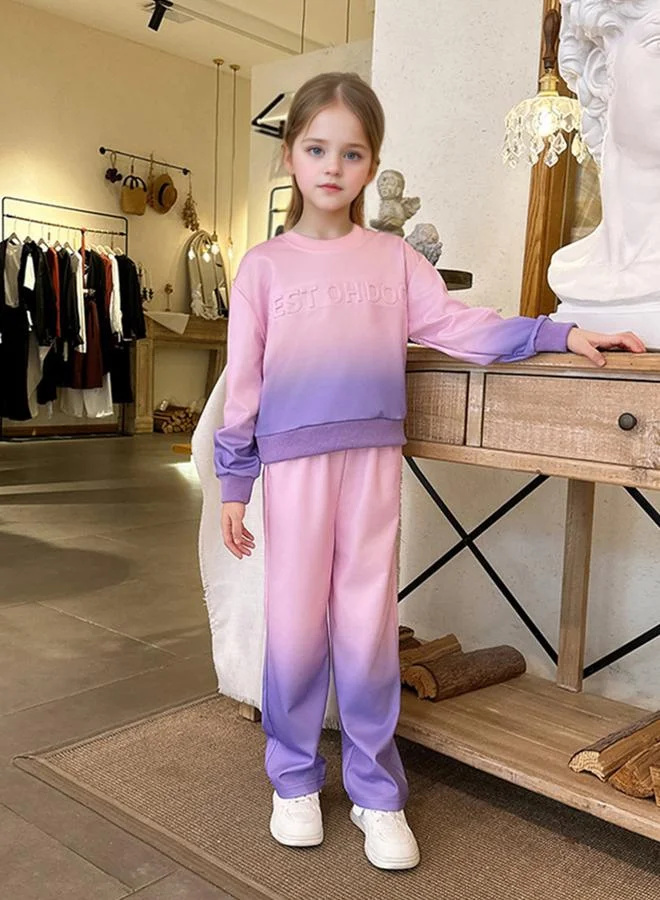 Take Two Take Two Girls Ombre Look Sweatshirt and Pants Set