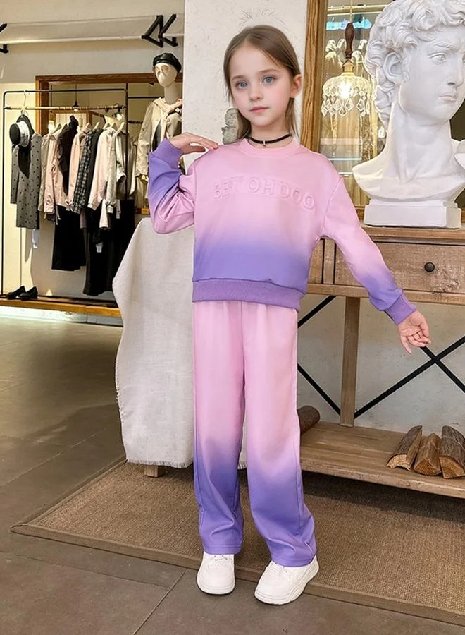 Take Two Take Two Girls Ombre Look Sweatshirt and Pants Set