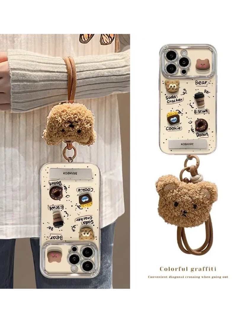 KUKH iPhone 15 Pro Max Cute Bear Cookie Phone Case with Lanyard - Image 3