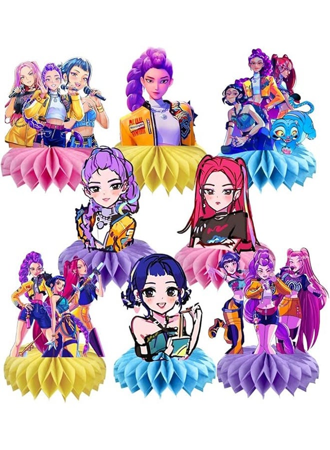 8 قطع من زينة الطاولة بتصميم قرص العسل، مستلزمات حفلات أعياد الميلاد، زينة طاولة بتصميم قرص العسل للأطفال. - Image 1