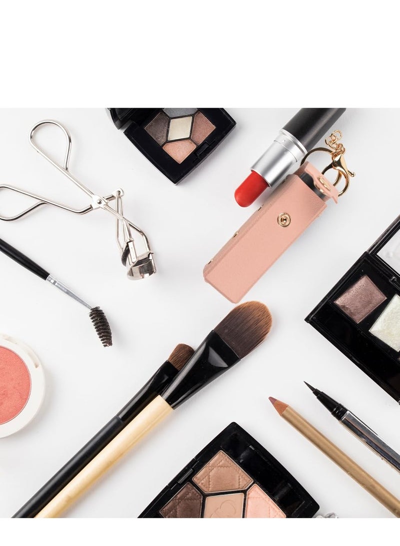 SOLARAE حافظة أحمر شفاه 4 قطع مع سلسلة مفاتيح، حاملة أحمر شفاه من جلد PU المحمولة، أحمر شفاه لامع، مناسبة للسفر وإكسسوارات يومية (وردي، أبيض، بني، أسود) - Image 5