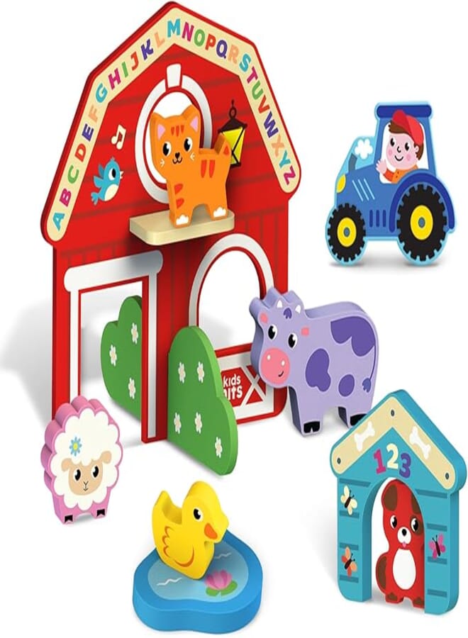 Kids hits Kids Hits Unleash Creativity with The Wooden Farm Set - Building, Matching, and Imaginative Play for boy toys, girl toys, birthday gift, Christmas gift, growth, fun, for kids. 