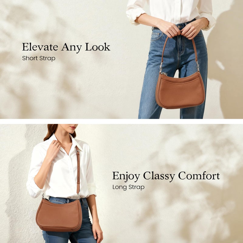 befen Genuine Leather Purse for Women Brown Shoulder Bag Anti Theft Crossbody Bag Soft Real Leather Hobo Crossbody with RFID Blocking Fashion Purse Desinger Women's Shoulder Handbags with 2 Straps - Image 3