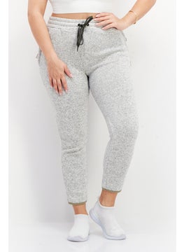Women Regular Fit Drawstring Heather Jogger Pants, Light Grey