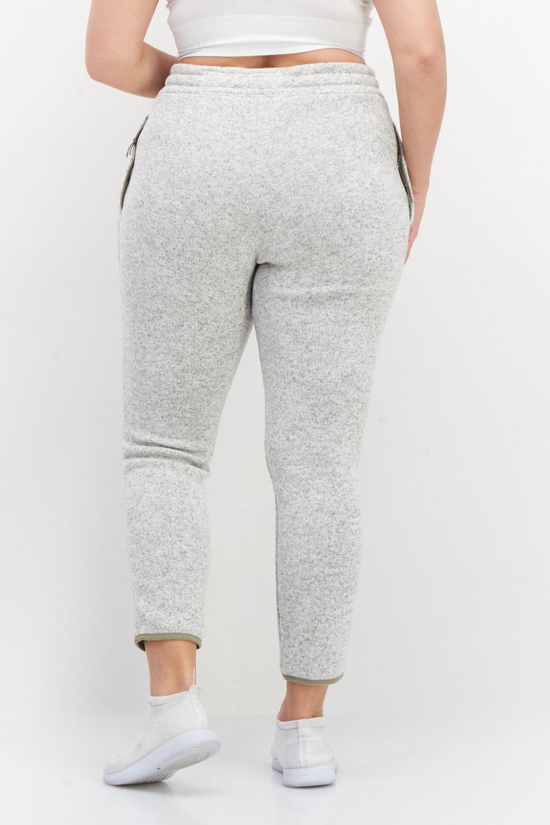 Billabong Women Regular Fit Drawstring Heather Jogger Pants, Light Grey - Image 2