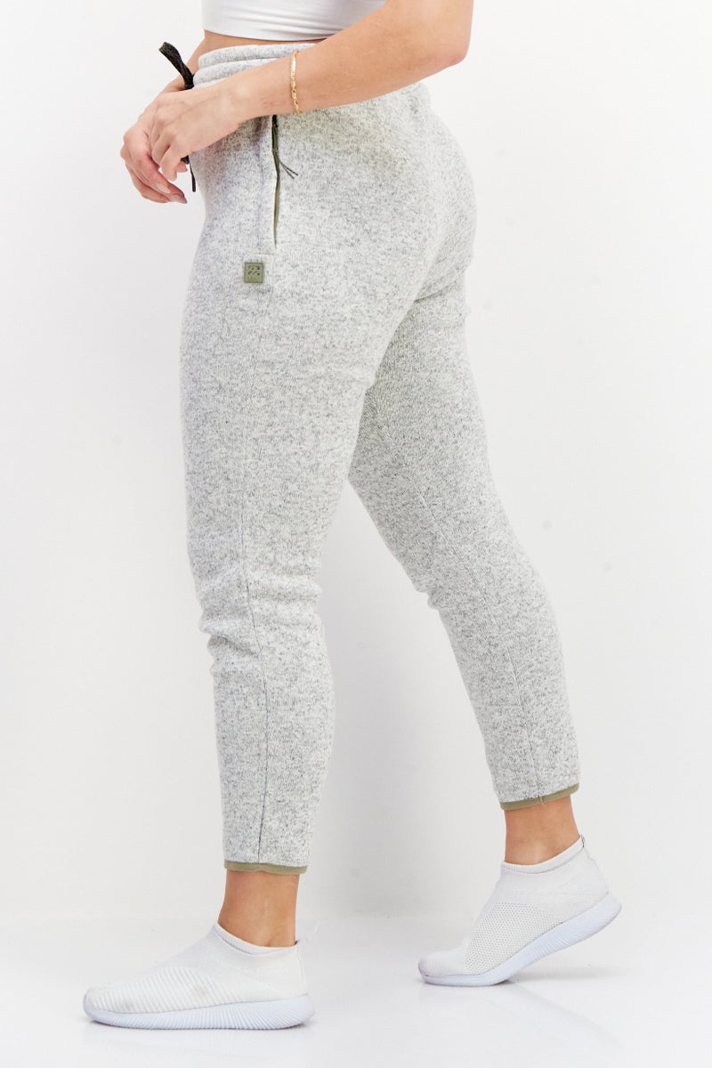 Billabong Women Regular Fit Drawstring Heather Jogger Pants, Light Grey - Image 4