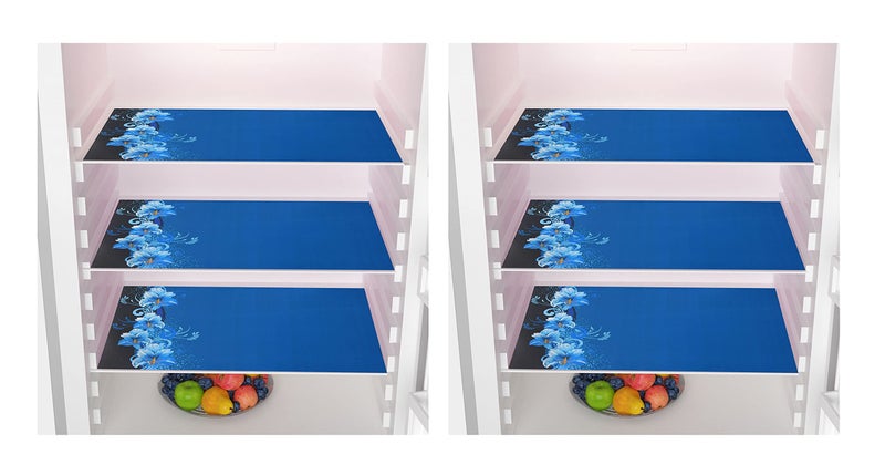 Yellow Weaves 6 Pieces PVC Fridge Mats for Shelves, Refrigerator Shelf Mats, Multipurpose Drawer Mat, Waterproof, Washable (11x17-inch, Blue) - Image 1