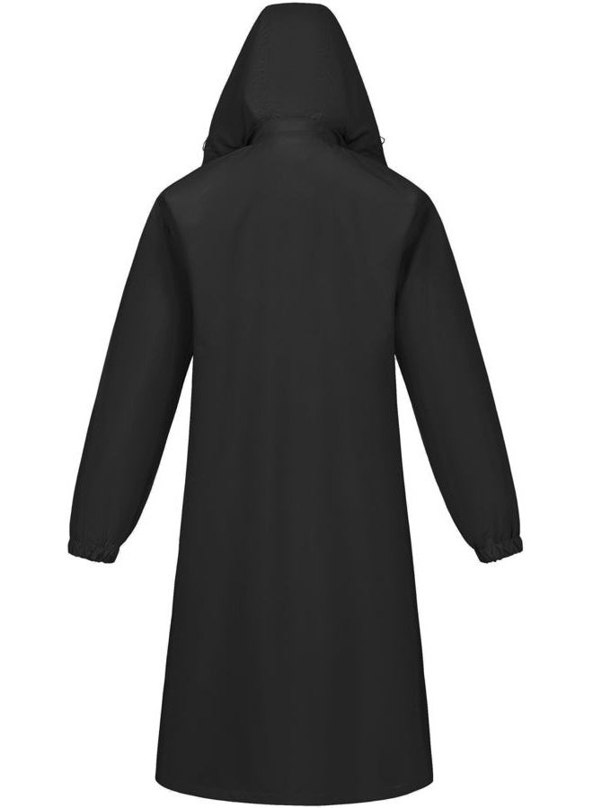 CREATMO US Women's Long Raincoat Black 2XL - Image 2