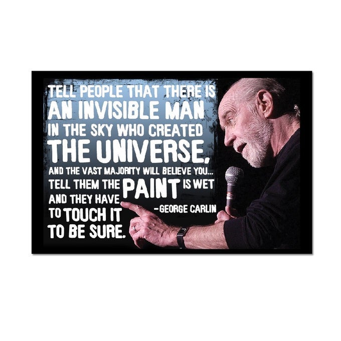 TELL PEOPLE THAT THERE IS AN INVISIBLE MAN IN THE SKY REFRIGERATOR MAGNET 3 X 2