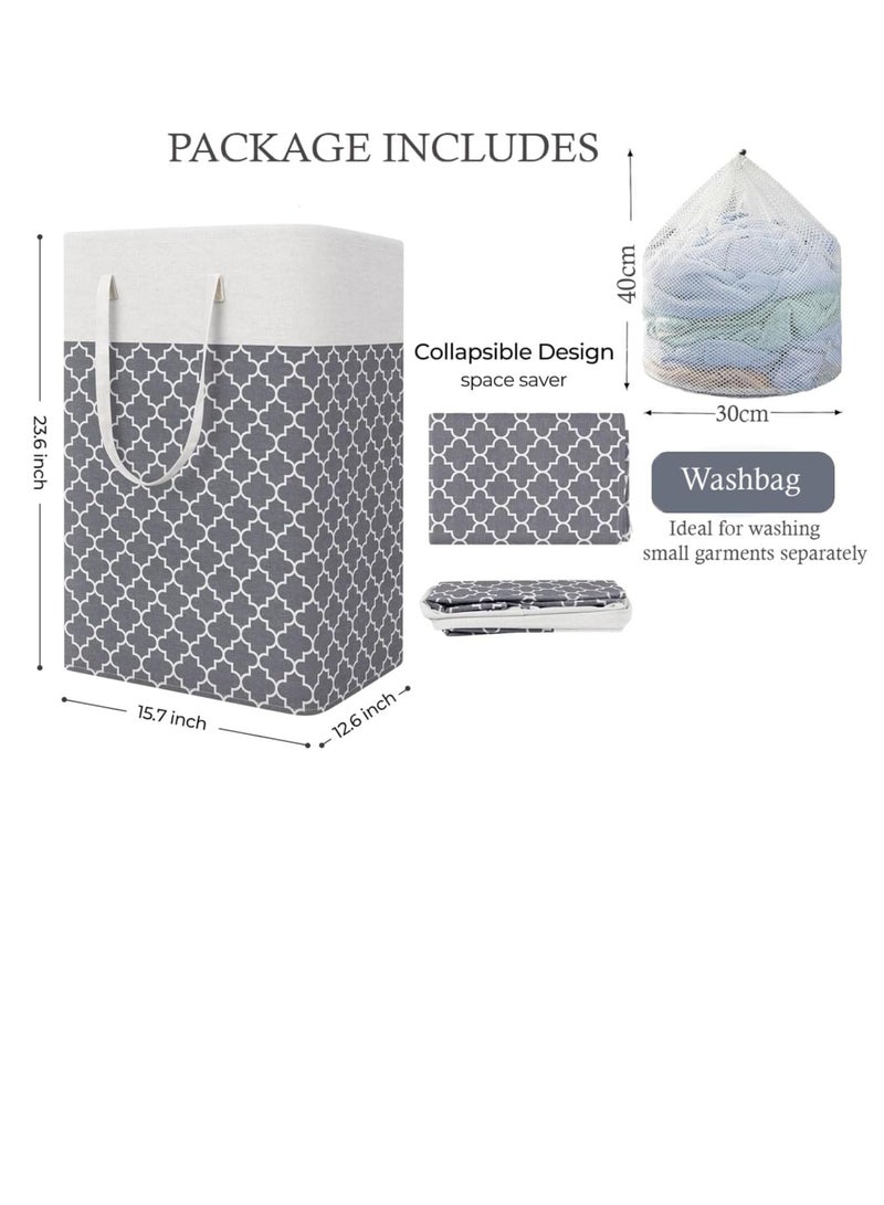 راكسوم سلة غسيل، حقيبة غسيل كبيرة موفرة للمساحة وحقيبة غسيل شبكية، سلة ملابس قابلة للطي مع مقابض حمل، صندوق تخزين ملابس مقاوم للماء، حقيبة تخزين سهلة قابلة للطي للملابس والألعاب - Image 3