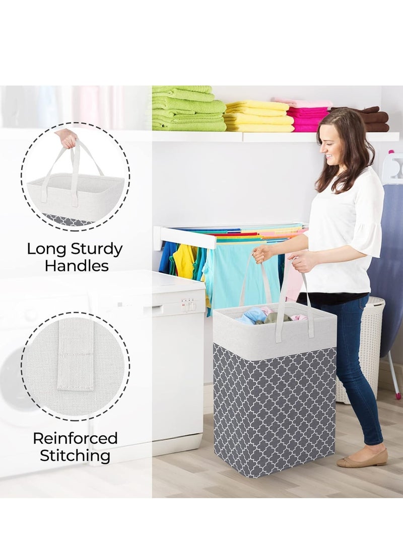 راكسوم سلة غسيل، حقيبة غسيل كبيرة موفرة للمساحة وحقيبة غسيل شبكية، سلة ملابس قابلة للطي مع مقابض حمل، صندوق تخزين ملابس مقاوم للماء، حقيبة تخزين سهلة قابلة للطي للملابس والألعاب - Image 4