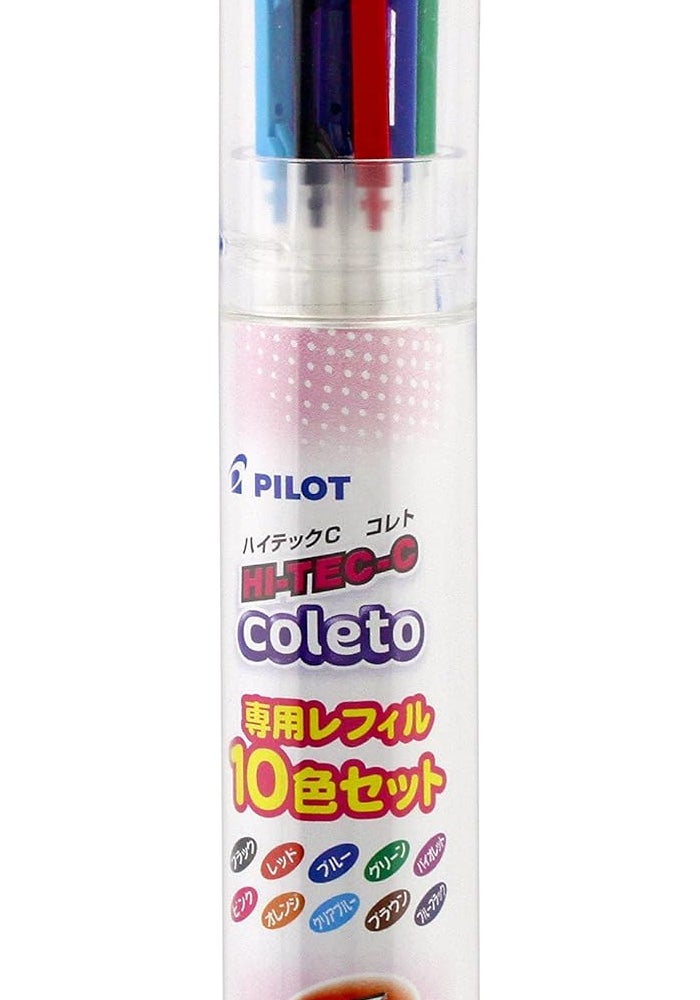 Pilot Hi-Tec-C Coleto 0.3mm Gel Ballpoint Pen Refill Set - 10 Color Variety - Image 1