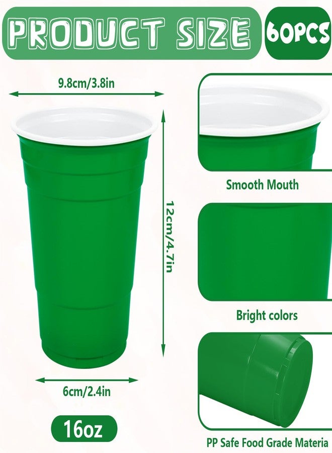 Whaline 60 Pcs St. Patrick's Day Plastic Cups 16 Oz Drinking Cups Green Gold Disposable Cup for Irish Holiday Graduation Party Supplies - Image 2