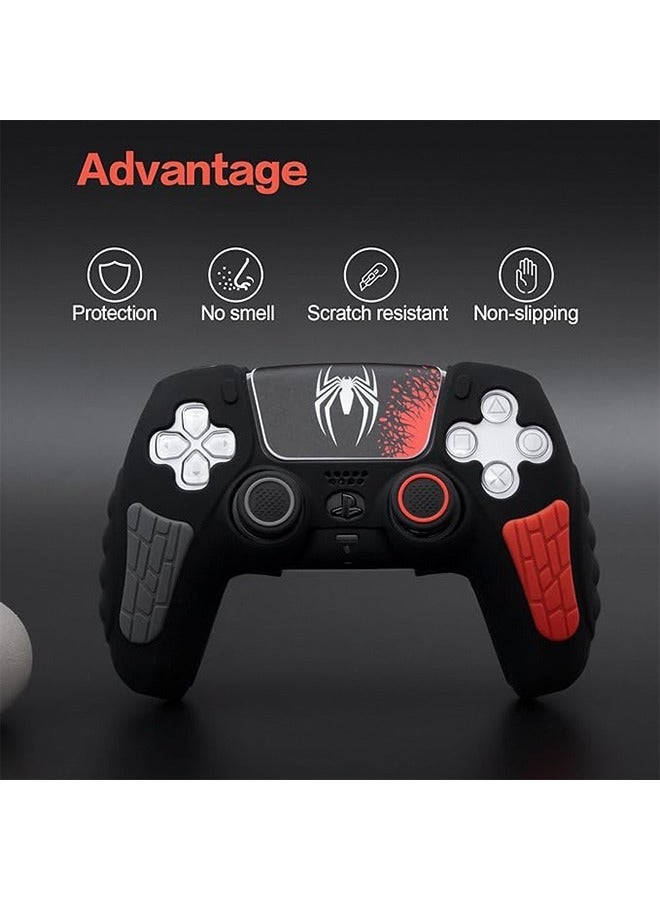 Playstation 5 Controller Cover Case Anti-Slip Silicone Cover Skin for PS5 Dual Sense Controller with Thumb Grip Caps Silicone Case Joystick Protectors and Cover Wrap Sticker(Black/Red/Gray) - Image 3