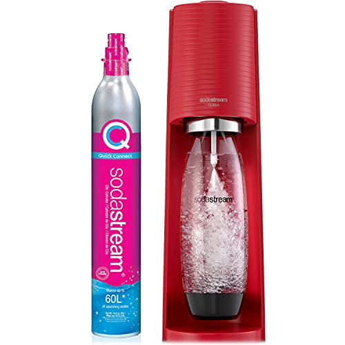 SodaStream SodaStream Terra Sparkling Water Maker Red with CO2 and Dishwasher Safe Bottle 