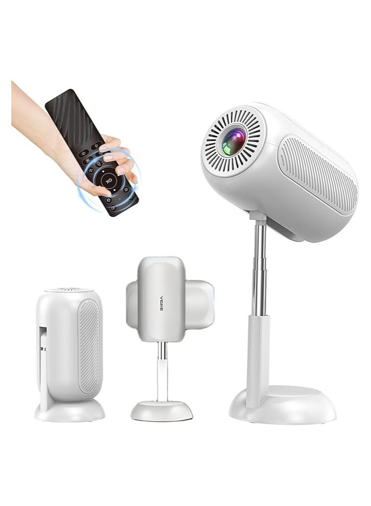 FIPKA TS-6 Mini No-Installation Projector with Stand,4K 1080P Electric Focus Smart Projector with Wifi & Bluetooth,90°Adjustable Portable Projector for Home Theater,Support PC/USB/Phone/TV/Laptop - Image 1