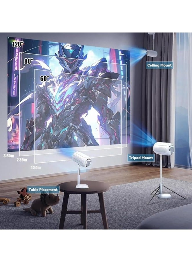 FIPKA TS-6 Mini No-Installation Projector with Stand,4K 1080P Electric Focus Smart Projector with Wifi & Bluetooth,90°Adjustable Portable Projector for Home Theater,Support PC/USB/Phone/TV/Laptop - Image 5