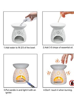 Womdee Essential Oil Candle Warmers, Ceramic Tealight Holder,Aroma Oil Burner,  - Image 2