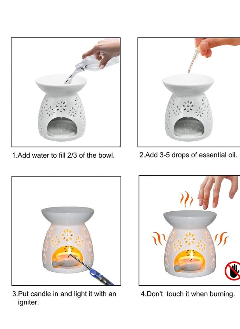 Womdee Essential Oil Candle Warmers, Ceramic Tealight Holder,Aroma Oil Burner,  - Image 2