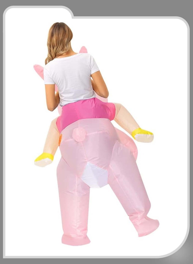 موفانت زي أرنب قابل للنفخ للمهرجان، زي لعب الأدوار للأطفال، زي أرنب ثلاثي الأبعاد، زي أداء للأطفال مع مروحة، مناسب للأطفال من 120 إلى 140 سم - Image 3