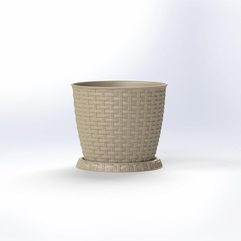 Marcolo Rosa 20cm Rattan Flowerpot - Elegant Rattan Design for Indoor and Outdoor Use - Image 1