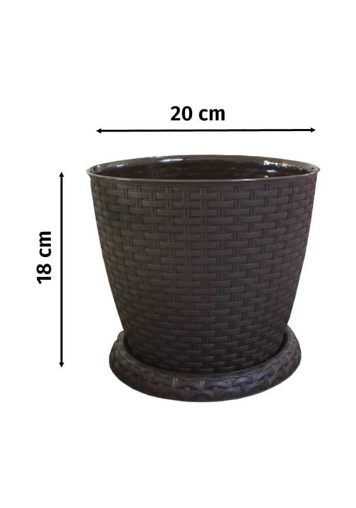 Marcolo Rosa 20cm Rattan Flowerpot - Elegant Rattan Design for Indoor and Outdoor Use - Image 2