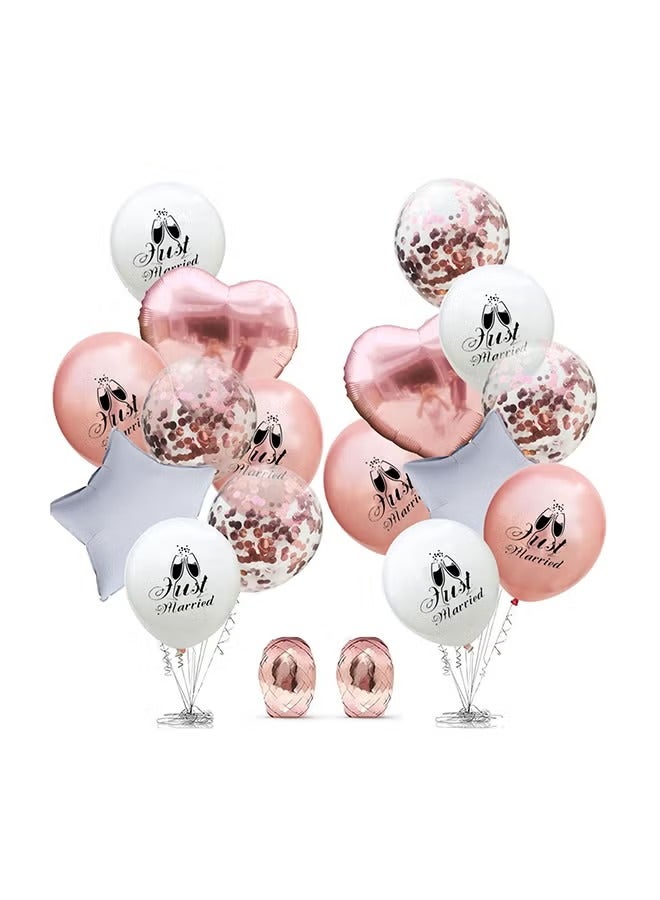 Sharpdo 18-Piece Just Married Inflatable Wedding Decoration Balloons Set 583328854605-1