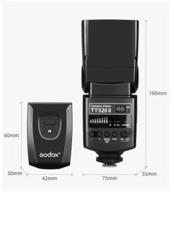 Godox TT520ⅡUniversal On-Camera Flash Electronic Speedlite + AT-16 2.4G Wireless Trigger Transmitter Guide Number 33 S1 S2 Modes Replacement for Canon Nikon Pentax